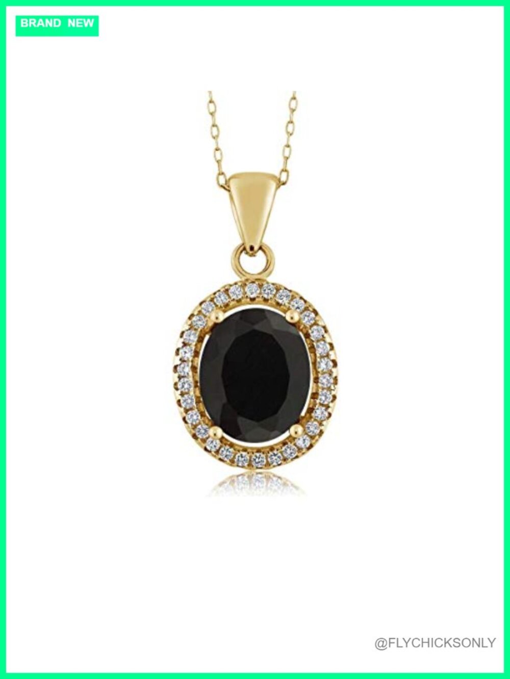 Oval Birthstone Halo Pendant Necklace 18K Yellow Gold Plated Silver 18"